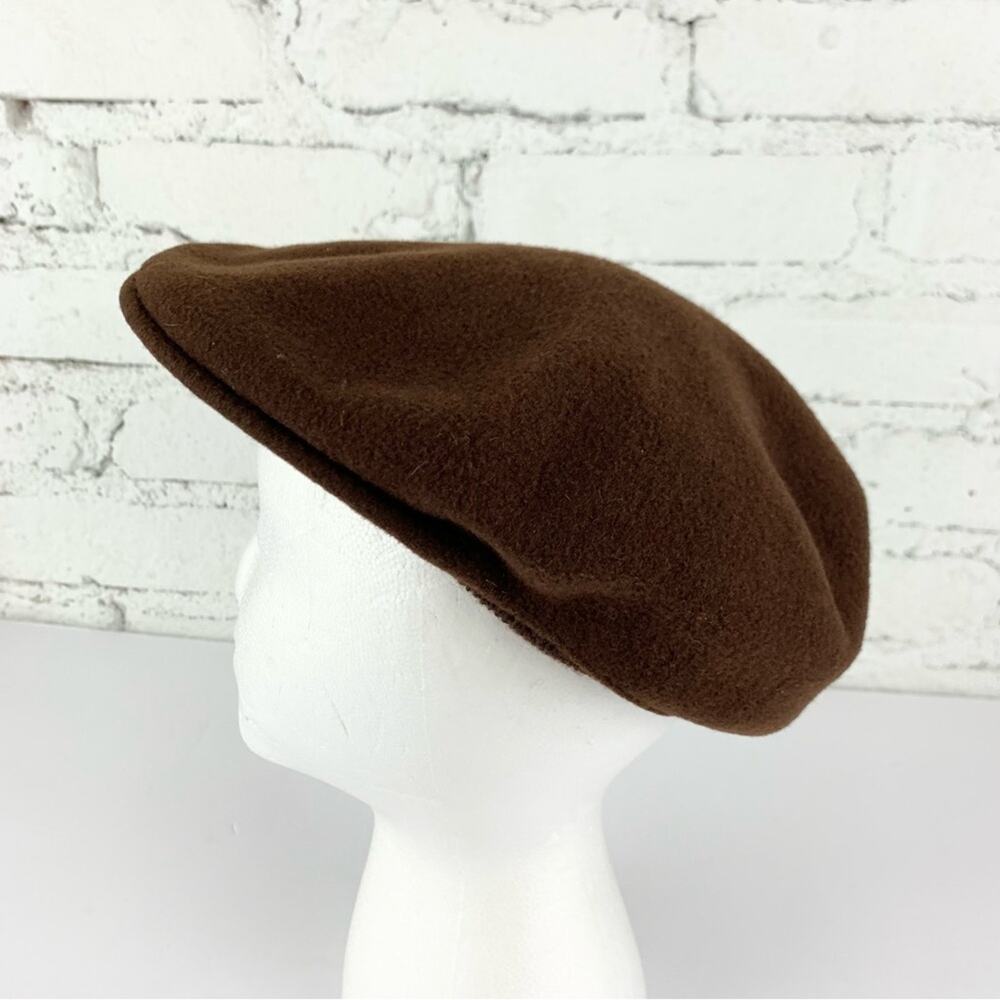 Kangol Brown Wool Knit Flat Cabbie Newsboy Driving Cap Earlap Flaps Hat